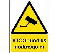VSafety 24 ore CCTV In Operation Warning Security Sign - 150 mm x 200 mm - Adesivo per finestra autoadesivo