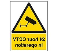 VSafety 24 ore CCTV In Operation Warning Security Sign - 300 mm x 400 mm - Adesivo per finestra autoadesivo