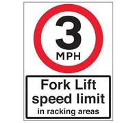 VSafety 3 MPH Fork Lift Speed - 600 x 800 mm classe RA1 riflettente 3 mm composito in alluminio con rivestimento anti-graffiti cartello di sicurezza