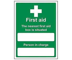 Vsafety 31010 an-s "Il più vicino pronto soccorso box si trova" Sign, 150 mm x 200 mm (confezione da 3)