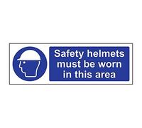 Vsafety 41006 ax-s "Caschi di sicurezza devono essere indossati in questa area" Sign, 300 mm x 100 mm (confezione da 3)