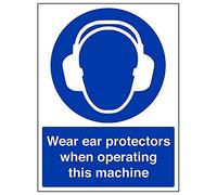 VSafety 41019BC-S'Wear - Segnale di protezione per le orecchie con scritta "When Operating Machine", 300 mm x 400 mm (confezione da 3)