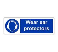 vsafety 41024 ax-r "indossare cuffie di protezione obbligatoria" DPI, Plastica rigida, paesaggio, 300 mm x 100 mm, colore: blu