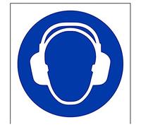 vsafety 41031 AF-S Logo "Cuffie di protezione obbligatoria PPE Sign, autoadesiva, quadrato, 100 mm x 100 mm, colore: blu