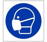 vsafety 41035 af-r Logo "maschera obbligatoria" DPI, Plastica rigida, quadrato, 100 mm x 100 mm, colore: blu