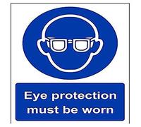 vsafety 41041 AN-R "Obbligatorio proteggere gli occhi obbligatoria" DPI, Plastica rigida, verticale, 150 mm x 200 mm, colore: blu