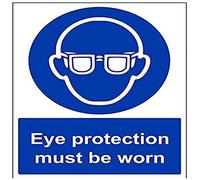 VSafety 41041BC-R - Segnale obbligatorio in DPI "Eye Protection Must Be Worn", in plastica rigida, verticale, 300 mm x 400 mm, blu