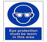 vsafety 41046 AN-R "occhio protezione devono essere indossati in questa zona obbligatoria" DPI, Plastica rigida, verticale, 150 mm x 200 mm, colore: blu