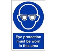 vsafety 41046 au-s "occhio protezione devono essere indossati in questa zona obbligatoria DPI, Autoadesivo, segno, verticale, 200 mm x 300 mm, colore: blu