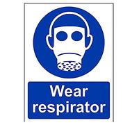 vsafety 41062 an-s "indossare respiratore obbligatoria DPI, Autoadesivo, segno, verticale, 150 mm x 200 mm, colore: blu