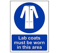 Vsafety 41066 an-s "Lab Coats deve essere indossata in questo settore" Sign, 150 mm x 200 mm (confezione da 3)