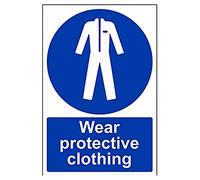 vsafety 41068 au-s "indossare indumenti protettivi obbligatoria DPI, Autoadesivo, segno, verticale, 200 mm x 300 mm, colore: blu