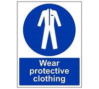 vsafety 41068bc-r "indossare indumenti protettivi obbligatoria" DPI, Plastica rigida, verticale, 300 mm x 400 mm, colore: blu