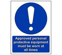 vsafety 41071 an-s "approvata DPI devono essere indossati in ogni momento" obbligatoria DPI, Autoadesivo, segno, verticale, 150 mm x 200 mm, colore: blu
