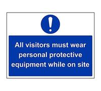 VSafety 41096BF-S'All Visitors Must Wear PPE While On Site' Sign, 400 mm x 300 mm (confezione da 3)