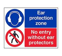 Vsafety 41102bf-s "orecchio della zona/n. entrata senza..." Sign, 400 mm x 300 mm (confezione da 3)
