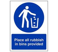 vsafety 43004 an-s obbligatoria generale Sign, Autoadesivo, Luogo pattumiere rifiuti in cui", verticale, 150 mm x 200 mm, colore: blu