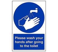 Vsafety 43009 au-s "si prega di lavarsi le mani dopo andando WC Sign, 200 mm x 300 mm (confezione da 3)
