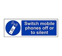 VSafety 43029AX-S'Switch Mobile Phone Off Or Silent' Sign, 300 mm x 100 mm (confezione da 3)
