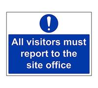 Vsafety 43039bf-s "All Visitors must Report to sito ufficio" Sign, 400 mm x 300 mm (confezione da 3)