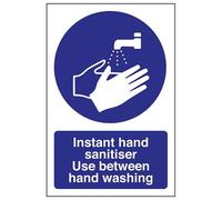 vsafety 43072 AG-S generale segno, Adesivo Istantaneo, Disinfettante Per Le Mani/uso obbligatorio tra lavaggio a mano, ritratto, 100 mm x 150 mm, colore: blu