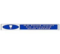 Vsafety 44057 ax-s "gli alimenti devono essere coperto e del" Sign, 300 mm x 100 mm (confezione da 3)