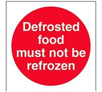 vsafety 44074 AF-S obbligatoria ristorazione Sign, Autoadesivo, Scongelato cibi non deve essere refrozen, quadrato, 100 mm x 100 mm, colore: rosso