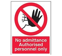 vsafety 52018bc-s "No ammettenza personale autorizzato solo/Cartello divieto accesso" mano, Autoadesivo, verticale, 300 mm x 400 mm, colore: nero/rosso