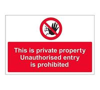 VSafety 52044BA-R - Segnale di divieto di accesso "Private Property/Unauthorised Entry", in plastica rigida, orizzontale, 300 mm x 200 mm, nero/rosso