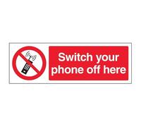 Vsafety 53010 ax-s interruttore "Your Phone off here" Sign, paesaggio, 300 mm x 100 mm (confezione da 3)