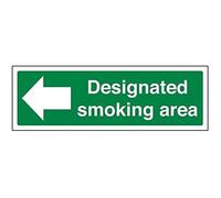 vsafety 57014 ax-r "designati Smoking Area/Cartello divieto" Freccia a sinistra, in plastica rigida, paesaggio, 300 mm x 100 mm, colore: verde