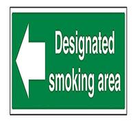 vsafety 57014bj-s "designati Smoking Area/Cartello divieto" Freccia a sinistra, Autoadesivo, paesaggio, 450 mm x 150 mm, colore: verde