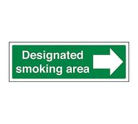 Vsafety 57016 ax-s "Designated smoking area/Arrow Right" Sign, 300 mm x 100 mm (confezione da 3)