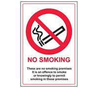Vsafety 57035 au-r "No smoking/questi sono nessun locali fumatori" Sign, 200 mm x 300 mm (confezione da 3)