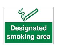 VSafety 57041BR-S'Designated Smoking Area' Segnale, Paesaggio, 600 mm x 450 mm (confezione da 3)