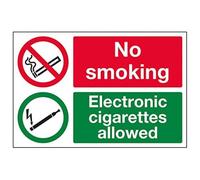 Vsafety 57044ba-r "Vietato fumare sigarette elettroniche/Allowed" Divieto segno, in plastica rigida, paesaggio, 300 mm x 200 mm, nero/verde/rosso