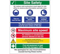 vsafety 6 C013bv-r "Multi Hazard segnale di avvertimento Building Site sicurezza/MPH", plastica rigida, verticale, 600 mm x 800 mm, Nero/Blu/Verde/Rosso/Giallo