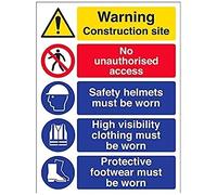 vsafety 6 C018bc-r "Multi Hazard segnale di avvertimento Building Site sicurezza/alta visibilità abbigliamento", in plastica rigida, ritratto, 300 mm x 400 mm, colore: nero/blu/rosso/giallo
