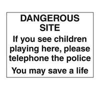 Vsafety 6 C031bf-s "pericoloso sito/Call Police se i bambini..." Sign, 400 mm x 300 mm (confezione da 3)
