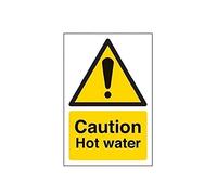 vsafety 62006 AG-R "Attenzione Acqua calda temperatura di allarme segnale, Plastica rigida, verticale, 100 mm x 150 mm, colore: nero/giallo