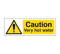 vsafety 62013 ax-s temperatura di allarme "Attenzione Molto Acqua Calda Insegna, Autoadesivo, paesaggio, 300 mm x 100 mm, colore: nero/giallo
