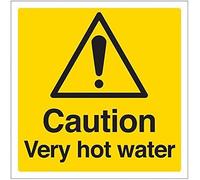 vsafety 62017 AT-R temperatura di allarme "Attenzione Molto Acqua Calda Insegna, Plastica rigida, quadrato, 200 mm x 200 mm, colore: nero/giallo