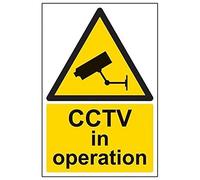 VSafety 63002AU-R, segnale con scritta in inglese "CCTV in operation", in plastica rigida, verticale, 200 mm x 300 mm, nero/giallo