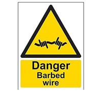 VSafety 63008AN-R Segnalazione di sicurezza generale "Danger Barbed Wire”, in plastica rigida, verticale, 150 mm x 200 mm, nero/giallo