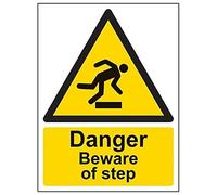 vsafety 63012 AN-R "pericolo Attenzione di Passo" Warning Sign generale, Plastica rigida, verticale, 150 mm x 200 mm, colore: nero/giallo