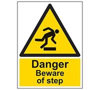 VSafety 63012BC-S Cartello "Danger Beware of Step", verticale, 300 mm x 400 mm (confezione da 3)