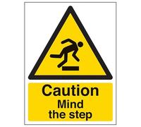 vsafety 63013 AN-R "Attenzione allo scalino" Warning Sign generale, Plastica rigida, verticale, 150 mm x 200 mm, colore: nero/giallo