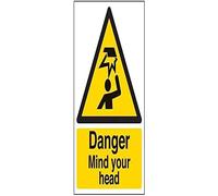 vsafety 63014 AN-R "pericolo Segnale di avvertimento generale alla testa", plastica rigida, verticale, 150 mm x 200 mm, colore: nero/giallo