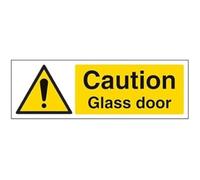 Vsafety 63020 ax-r "Caution porta in vetro" attenzione General Sign, in plastica rigida, paesaggio, 300 mm x 100 mm, nero/giallo