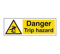 Vsafety 63029 ax-s "pericolo pericolo trip Sign, paesaggio, 300 mm x 100 mm (confezione da 3)
